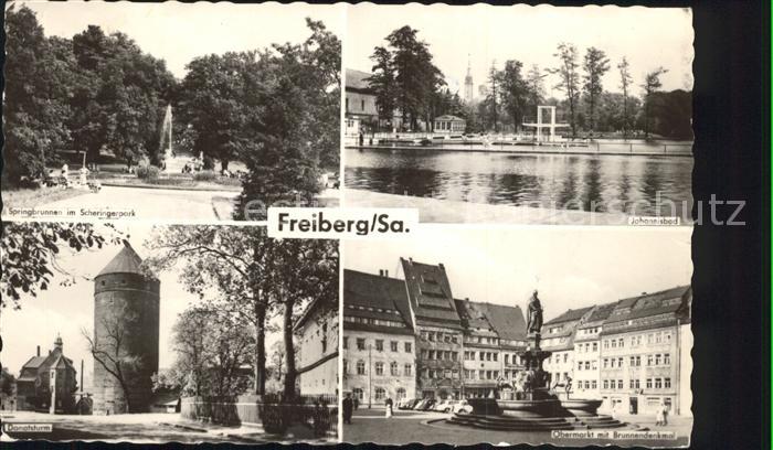 Freiberg Sachsen Springbrunnen Scheringerpark Johannisbad Donatsturm Obermarkt m