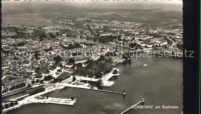 Konstanz Bodensee Fliegeraufnahme Hafen und Rheinausfluss