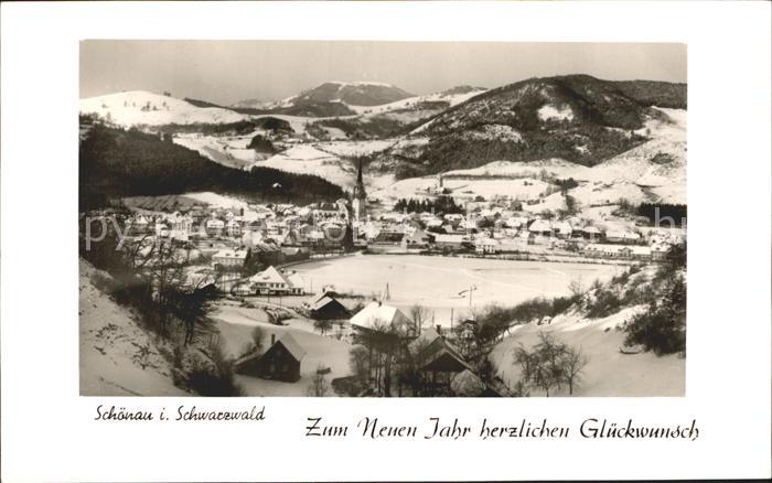 Schoenau Schwarzwald Winterpanorama Neujahrskarte