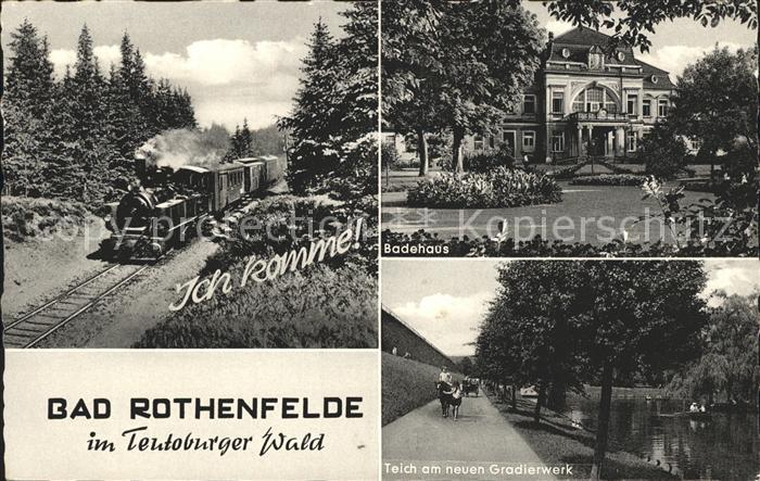 Bad Rothenfelde Dampflokomotive Badehaus Teich am Gradierwerk Teutoburger Wald