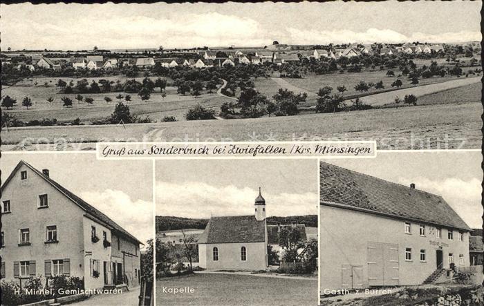 Sonderbuch Zwiefalten Gesamtansicht Gemischtwaren Laden Kapelle Gasthaus zum Bur