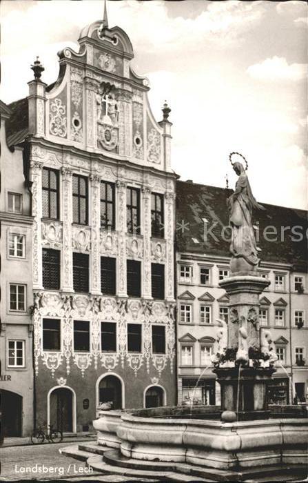 Landsberg Lech Rathaus 17. Jhdt. Stuckfassade Marienbrunnen 18. Jhdt.