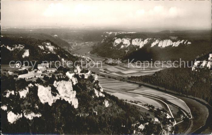 Hausen Tal Schloss Werenwag Donautal Schlossgaststaette Fliegeraufnahme