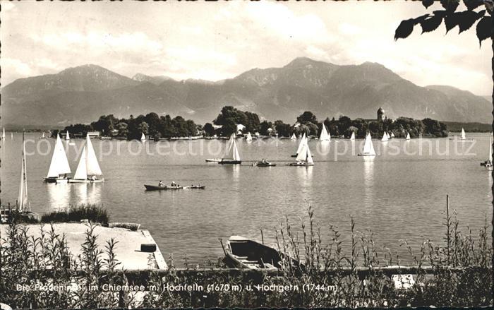 Fraueninsel Chiemsee mit Hochfelln und Hochgern Chiemgauer Alpen Segeln