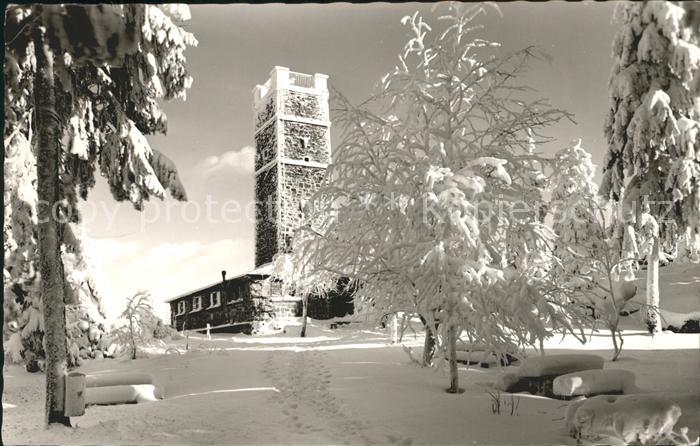 Bischofsgruen Asenturm auf dem Ochsenkopf Winterimpressionen Fichtelgebirge