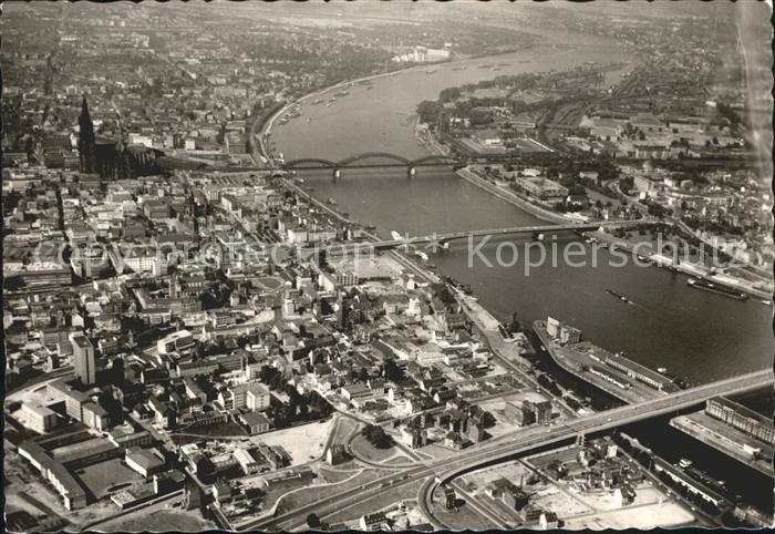 Koeln Rhein Dom Hohenzollernbruecke Deutzer Bruecke Severinsbruecke Fliegeraufna