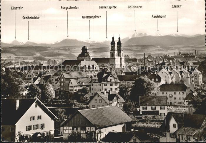 Kempten Allgaeu Ortsansicht mit Kirche Allgaeuer Alpen