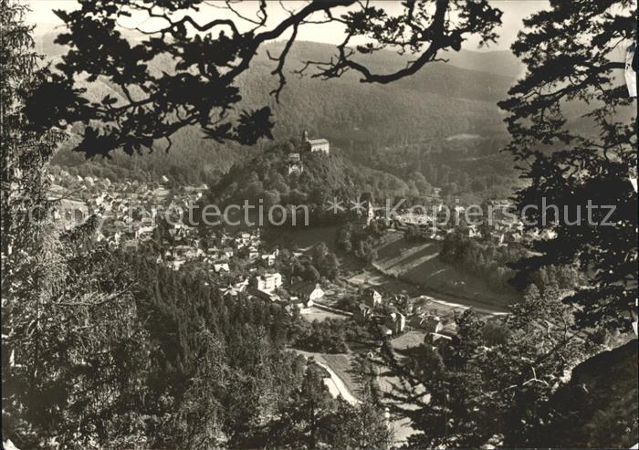 Schwarzburg Thueringer Wald Panorama Blick vom Trippstein