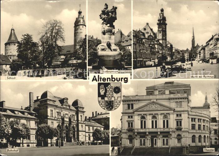 Altenburg Thueringen Schloss Skatbrunnen Markt Rathaus Theater Bahnhof Wappen