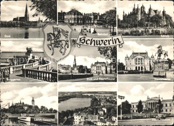 Schwerin Mecklenburg Dom Bahnhof Schloss Staatstheater Burggarten Pfaffenteich M