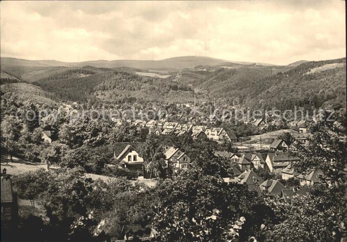 Wernigerode Harz Blick ueber Hasserode zum Brocken