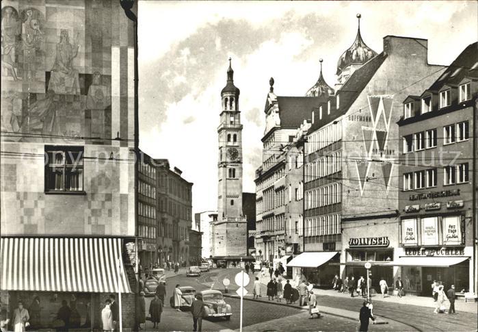Augsburg Maximilianstrasse Rathaus Perlachturm