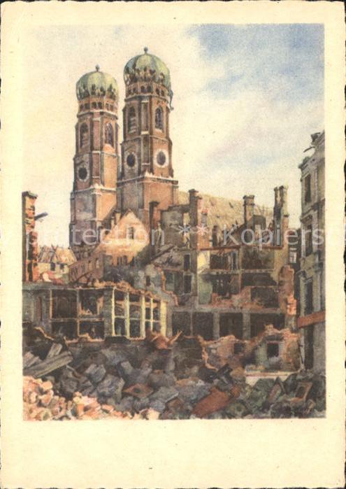 Muenchen Bayern Frauenkirche 15. Jhdt. Faerbergraben Kuenstlerkarte