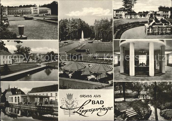 Bad Lippspringe Kurhaus Park Springbrunnen Loewenskulptur