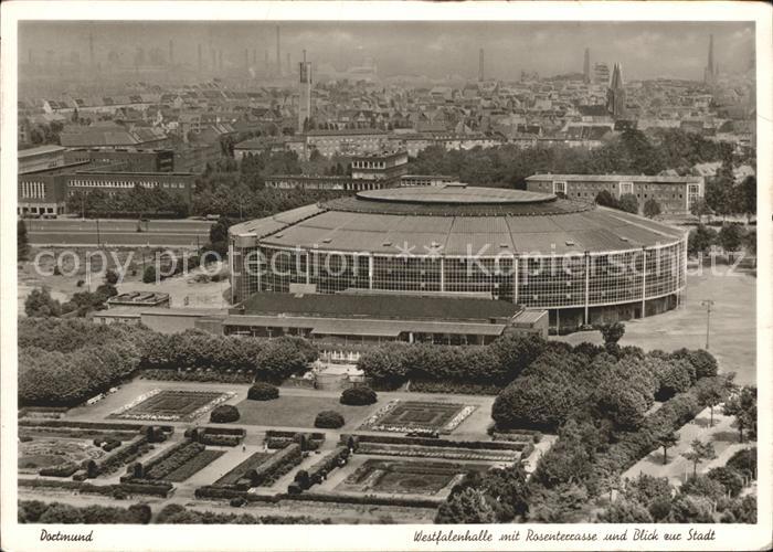 DORTMUND  CITY Westfalenhalle Rosenterrasse Blick zur Stadt