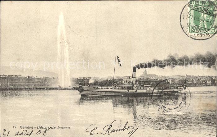 Dampfer Seitenrad Lausanne Geneve Depart de bateau