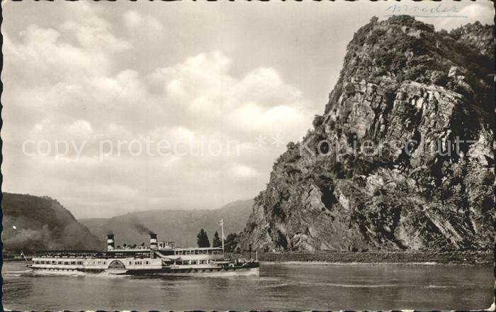 Dampfer Seitenrad Loreleyfelsen St. Goar