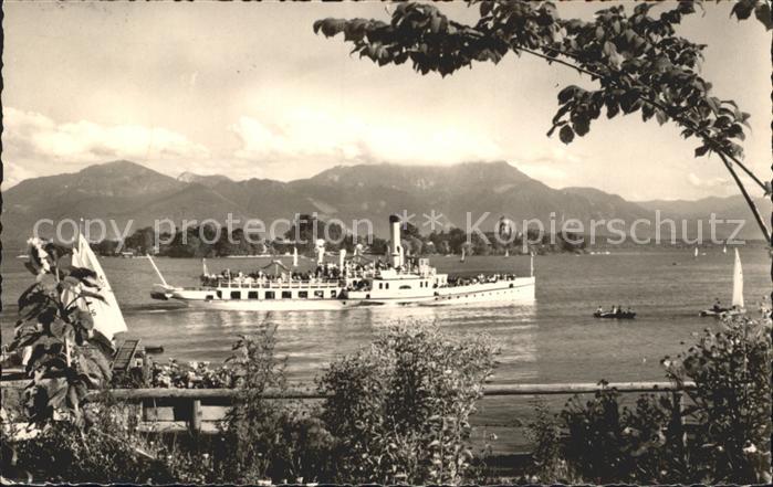 Dampfer Seitenrad Ludwig Fessler Fraueninsel Hochfelln Ho