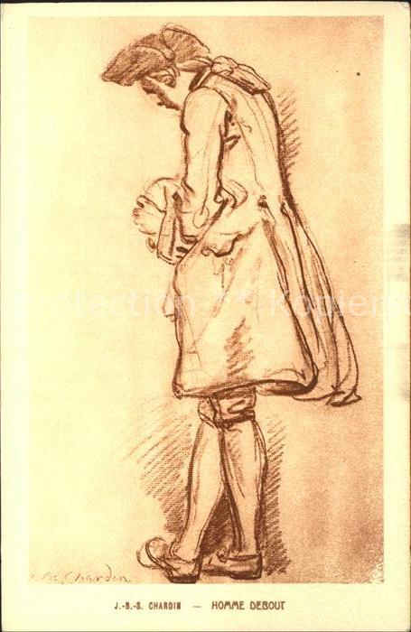 Kuenstlerkarte J.-B.-S. Chardin Homme Debout