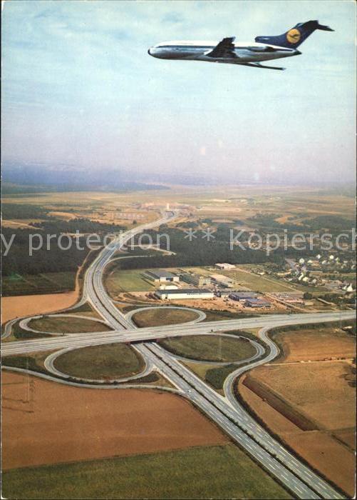Lufthansa Flughafen Koeln-Bonn Autobahnkreuz Fliegeraufnahme