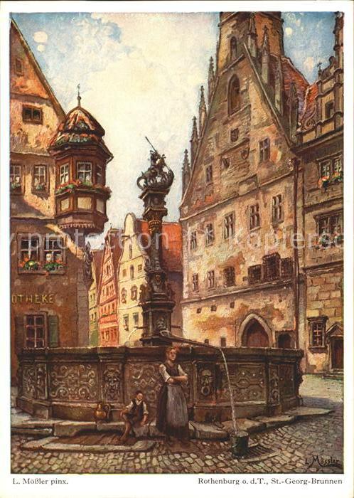 Moessler L. Rothenburg ob der Tauber St.-Georg-Brunnen Rathaus