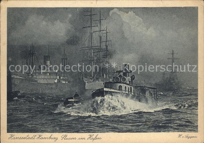 Segelschiffe Ozeandamofer Hamburg Hafen Sturm H. v. Seggern