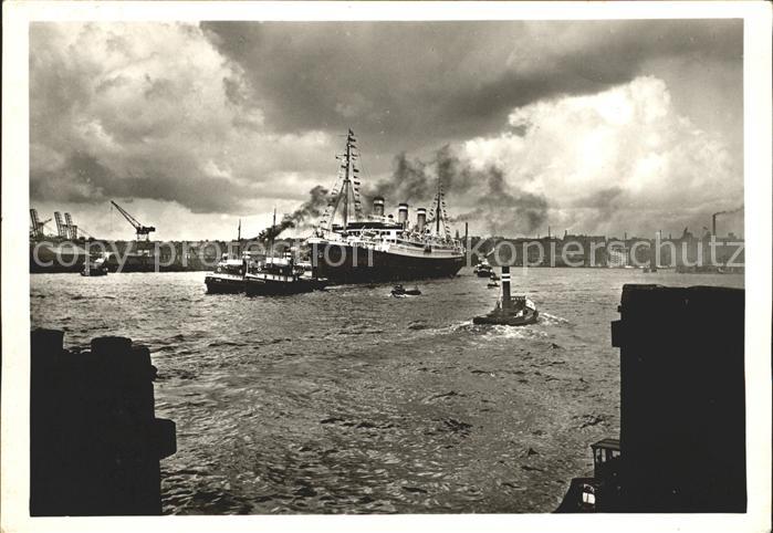Dampfer Oceanliner Hamburg Hafen-Einfahrt Kuhwerder