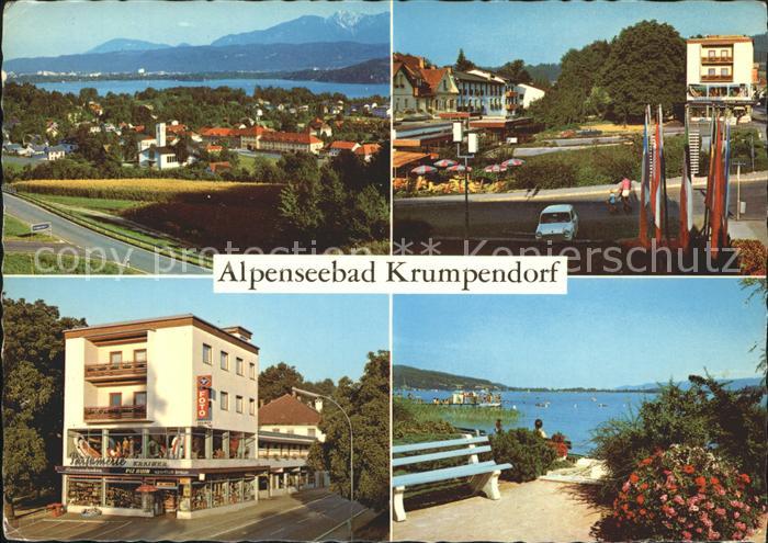 Krumpendorf Woerther See Panorama Ortsansicht mit Karawanken Einkaufszentrum Str