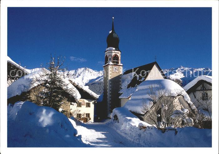 Fiss Tirol Winterliches Dorfmotiv Kirche