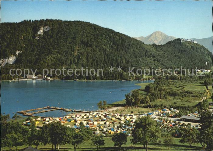 Ossiachersee Campingplatz  Ossiacher See mit Burguine Landskron und Mittagskogel