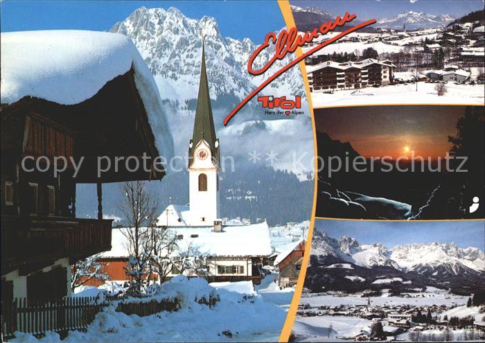 Ellmau Tirol Kirche Panorama Sonnenuntergang