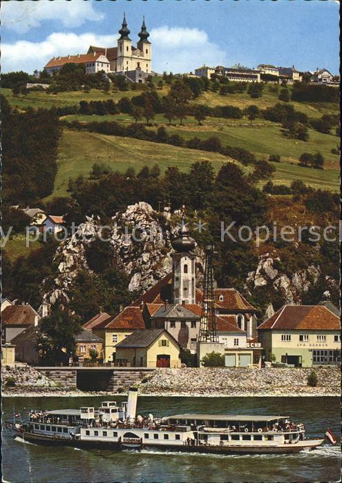 Marbach Donau Teilansicht Ausflugsschiff Wallfahrtskirche Maria Taferl