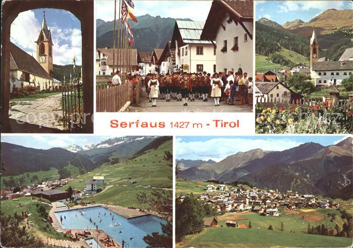 Serfaus Tirol Kirche Dorffest Schwimmbad Panorama