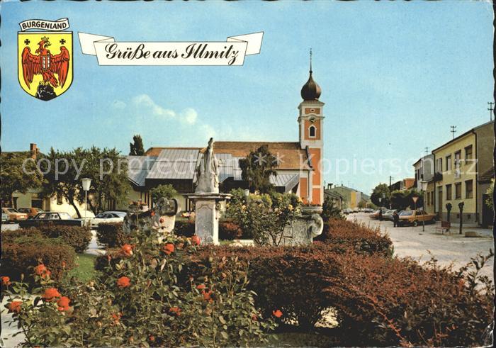Illmitz Teilansicht Kirche Brunnen