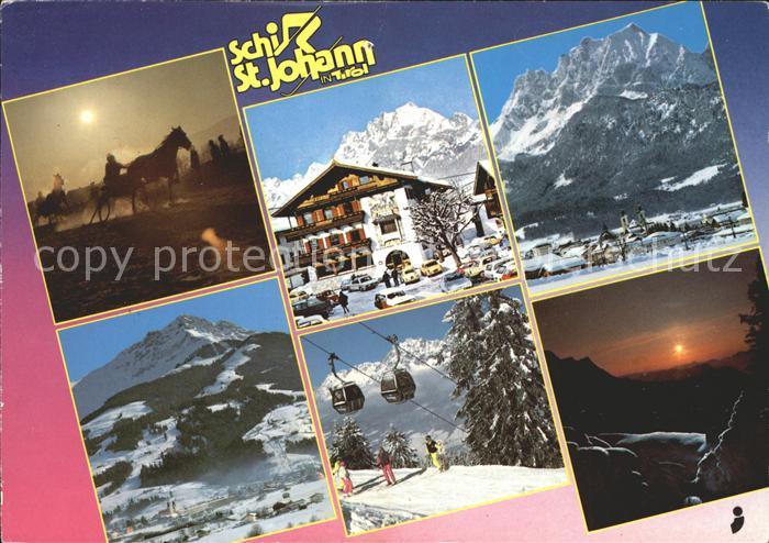 St Johann Tirol Trabrennen Hotel Ortsansichten Seilbahn Sonnenuntergang