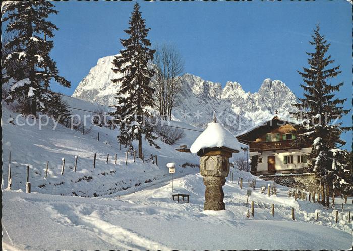 Tirol Region Winteridyll Bildstock am Wilden Kaiser