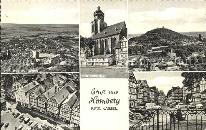 Homberg Efze Marienkirche Fachwerkhaeuser Marktplatz Burgruine