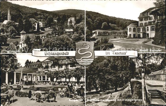 Schlangenbad Taunus Kurhotel Thermalschwimmbad Kleingolfplatz Kurgarten