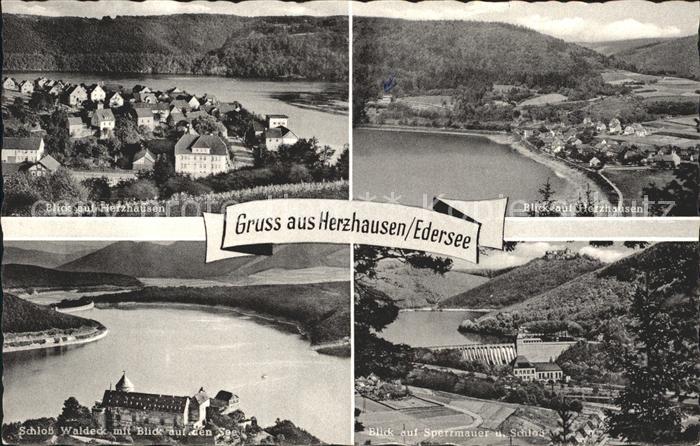 Herzhausen Edersee Schloss Waldeck Sperrmauer Bahnpost-Stempel