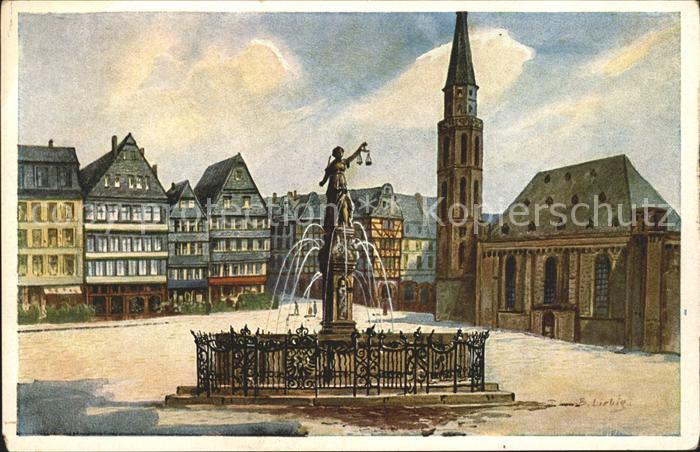 Frankfurt Main Roemerberg Liebig Kuenstlerkarte