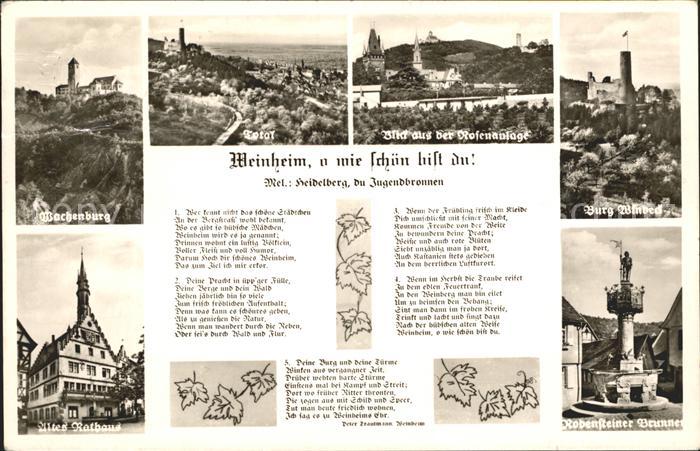 Weinheim Bergstrasse Burg Windeck Wachenburg Altes Rathaus