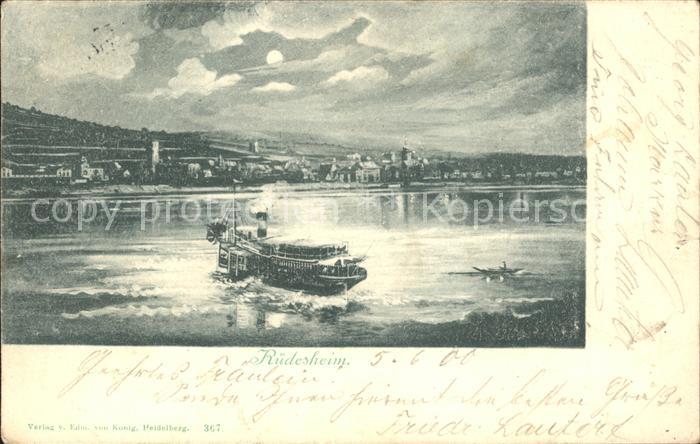 Ruedesheim Rhein Mondschein Rhein