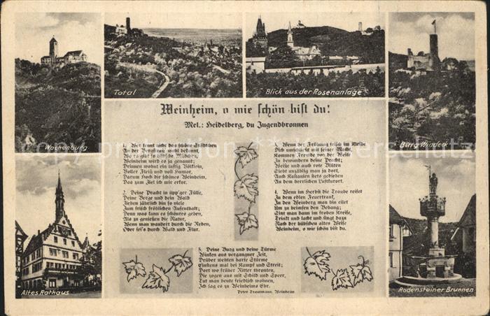 Weinheim Bergstrasse Burg Windeck Altes Rathaus Wachenburg