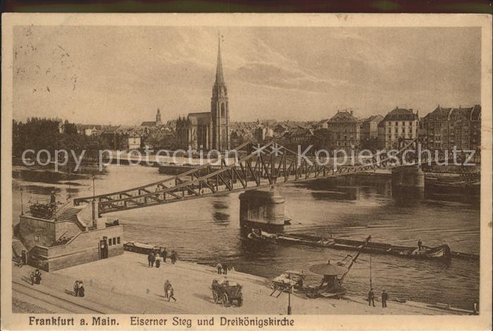 Frankfurt Main Eiserner Steg und Dreikoenigskirche