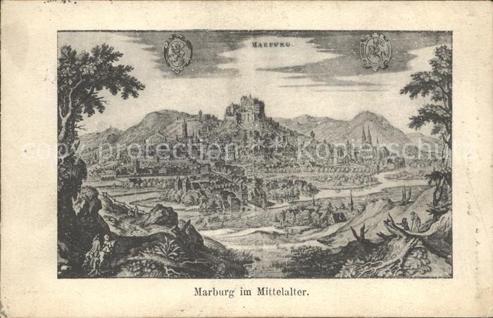Marburg Lahn Stich aus dem Mittelalter