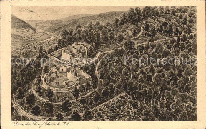 Eberbach Baden Burg Kuenstlerkarte