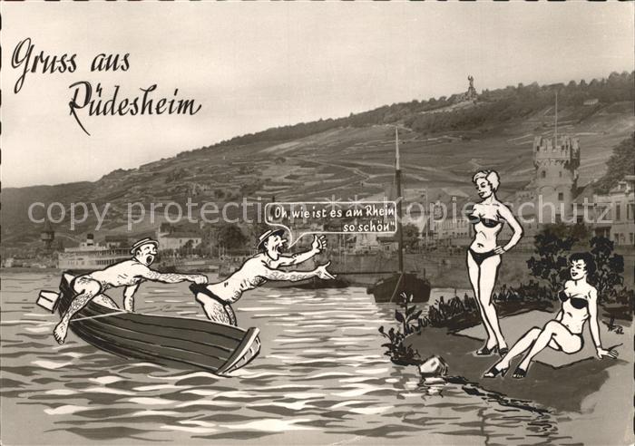 Ruedesheim Rhein Kuenstlerkarte Komik