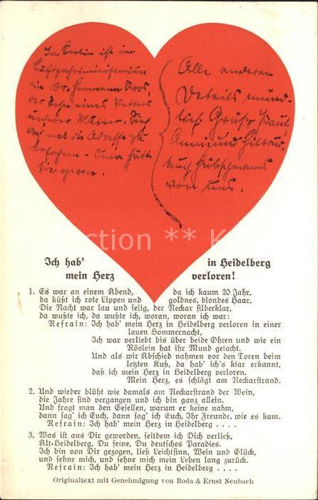 Heidelberg Neckar Lied Ich habe mein Herz in Heidelberg verloren Boda Ernst Neub