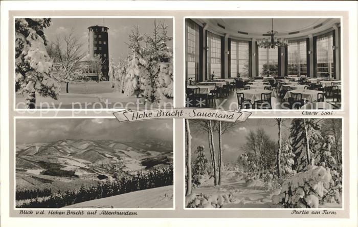 Altenhundem Aussichtsturm Hohe Bracht Restaurant Saal Winterpanorama