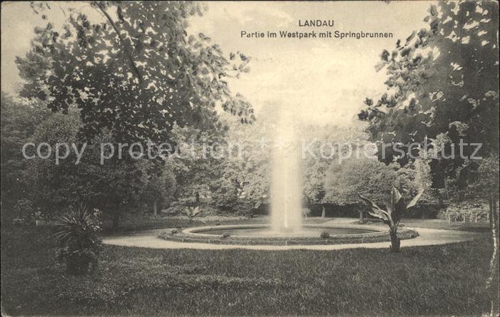 Landau Pfalz Partie im Westpark mit Springbrunnen